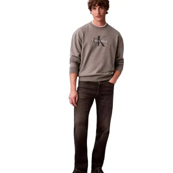 Calvin Klein - Ανδρικό Φούτερ Hoodie 350Terry Monologo Loose Fit LV04RD242G-P7E Γκρι LV04RD242G-P7E