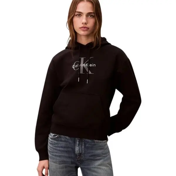 Calvin Klein - Γυναικείο Φούτερ Cotton Terry Logo Hoodie LV047E221G-UB1 Μαύρο