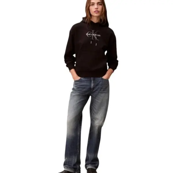 Calvin Klein - Γυναικείο Φούτερ Cotton Terry Logo Hoodie LV047E221G-UB1 Μαύρο LV047E221G-UB1