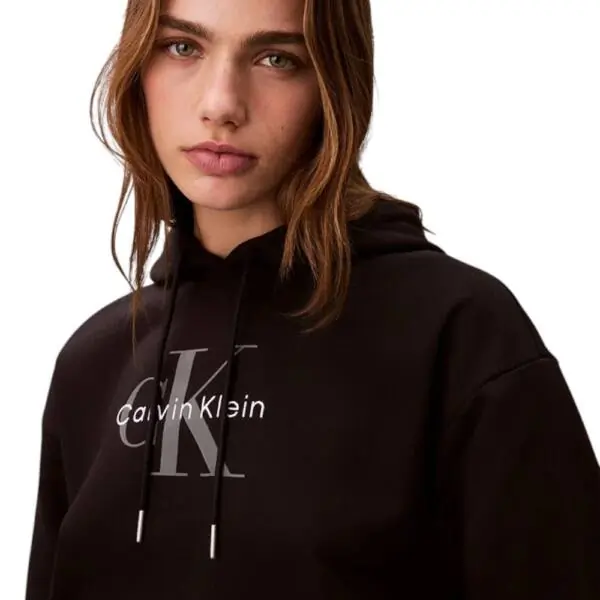 Calvin Klein - Γυναικείο Φούτερ Cotton Terry Logo Hoodie LV047E221G-UB1 Μαύρο LV047E221G-UB1
