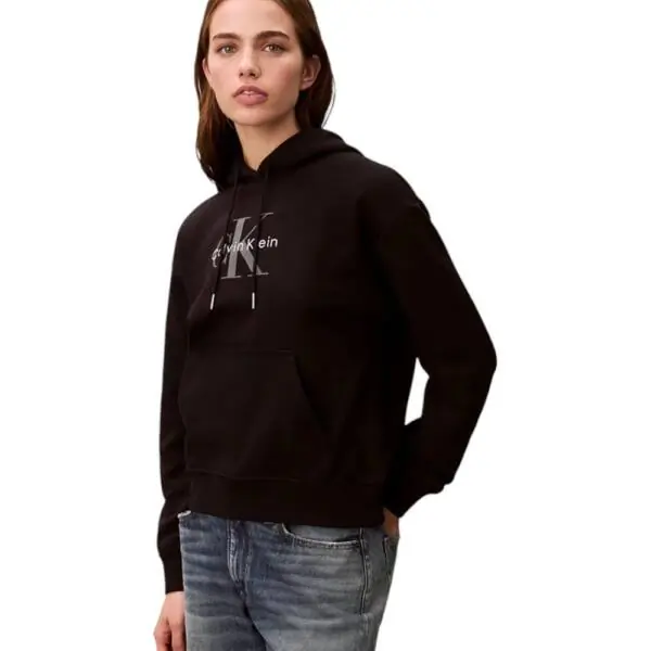 Calvin Klein - Γυναικείο Φούτερ Cotton Terry Logo Hoodie LV047E221G-UB1 Μαύρο LV047E221G-UB1