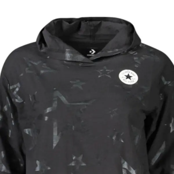 Converse - Παιδικό Μακρυμάνικο Crop Top T-Shirt Με Κουκούλα 4CC282-023 Μαύρο 4CC282-023