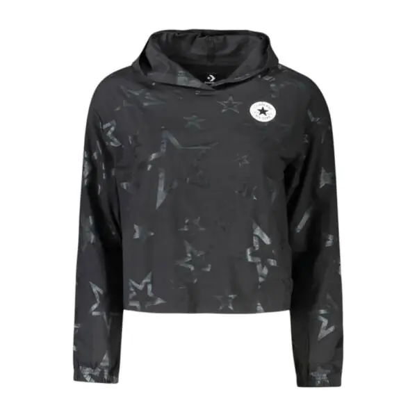 Converse - Παιδικό Μακρυμάνικο Crop Top T-Shirt Με Κουκούλα 4CC282-023 Μαύρο