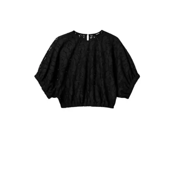 Desigual - Γυναικείο Crop Top Lucca Puff Sleeve Lace Blouse 23SWBW01-2000 Μαύρο 23SWBW01-2000