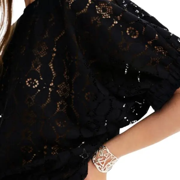 Desigual - Γυναικείο Crop Top Lucca Puff Sleeve Lace Blouse 23SWBW01-2000 Μαύρο 23SWBW01-2000