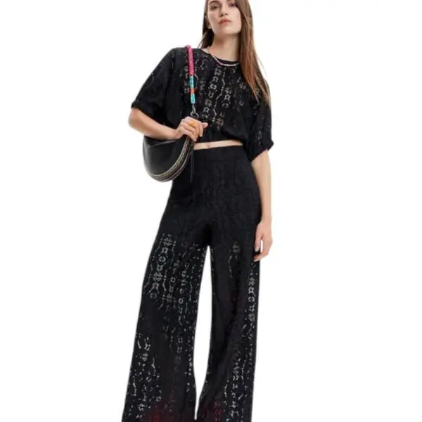 Desigual - Γυναικείο Crop Top Lucca Puff Sleeve Lace Blouse 23SWBW01-2000 Μαύρο 23SWBW01-2000