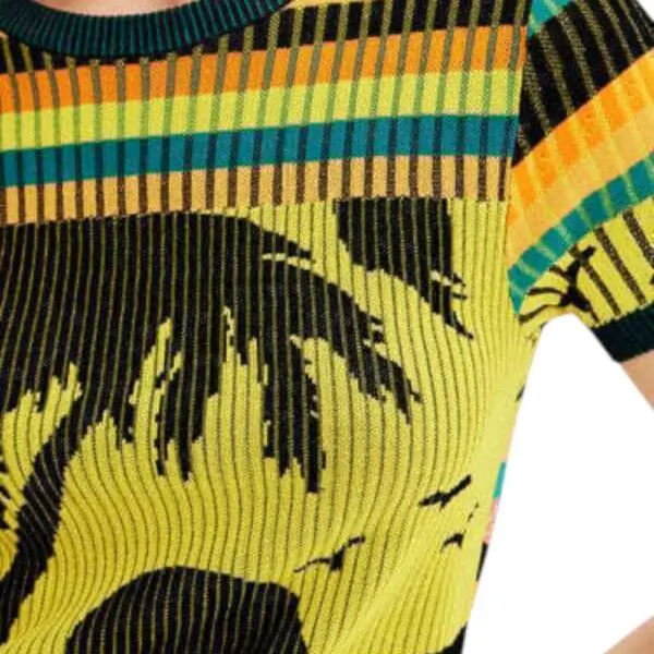 Desigual - Γυναικείο Κοντομάνικο Πουλόβερ Knit Landscape 23SWTKAE-8018 Κίτρινο 23SWTKAE-8018