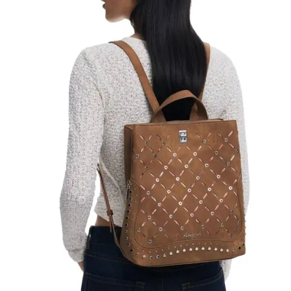 Desigual - Γυναικείο Σακίδιο Πλάτης Yankee Metal Patch Sumy 25WAKP31-6011 Καφέ 25WAKP31-6011