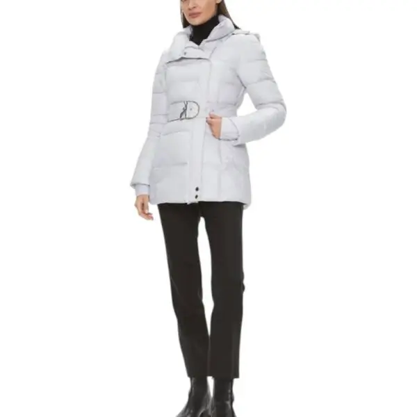 Patrizia Pepe - Γυναικείο Χειμωνιάτικο Μπουφάν Long hooded down jacket 2O0122-A9M1-W356 Λευκό 2O0122-A9M1-W356