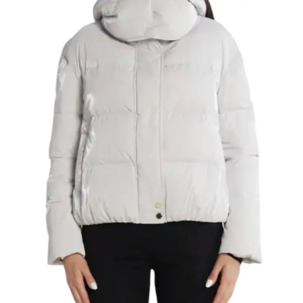 Patrizia Pepe - Γυναικείο Χειμωνιάτικο Μπουφάν Short hooded down jacket 2O0057-A347-W356 Λευκό 2O0057-A347-W356