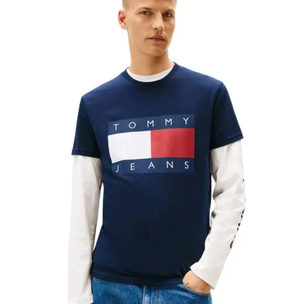 Tommy Hilfiger - Ανδρικό T-Shirt Flag Badge Jersey Regular Fit DM0DM22645-C1G Μπλε Σκούρο