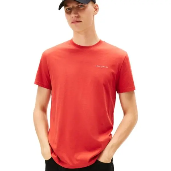 Tommy Hilfiger - Ανδρικό T-shirt Linear Chest Slim Fit DM0DM21780-XL0 Κόκκινο