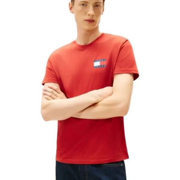 Tommy Hilfiger - Ανδρικό T-shirt Th Essential Flag Tee Regular Fit DM0DM20740-XL0 Κόκκινο
