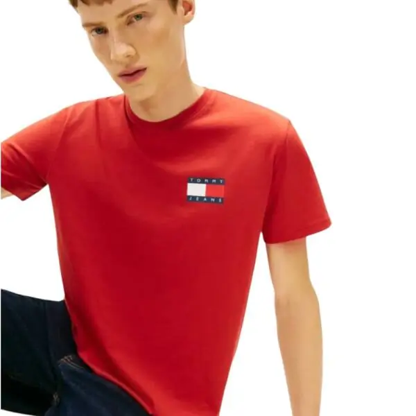 Tommy Hilfiger - Ανδρικό T-shirt Th Essential Flag Tee Regular Fit DM0DM20740-XL0 Κόκκινο DM0DM20740-XL0