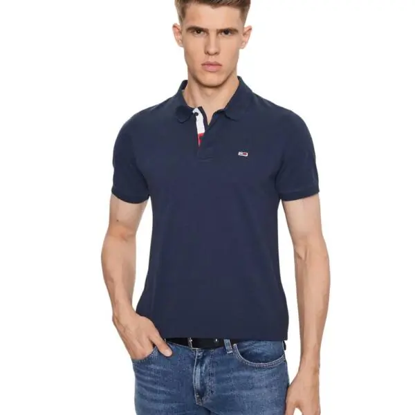 Tommy Hilfiger - Ανδρικό Κοντομάνικο Polo Placket Slim Fit DM0DM15370-C87 Μπλε Ναυτικό