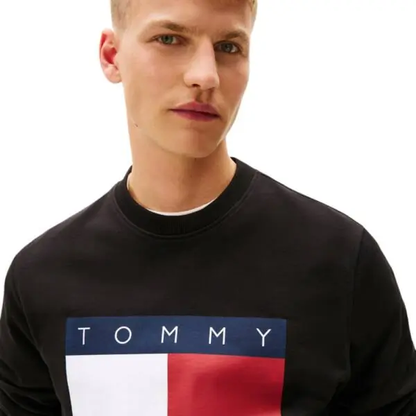 Tommy Hilfiger - Ανδρικό Φούτερ Big Flag Regular Fit DM0DM22643-BDS Μαύρο DM0DM22643-BDS