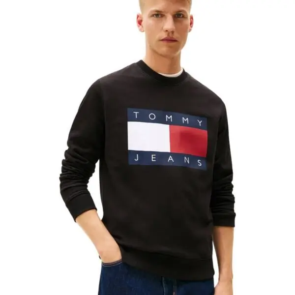 Tommy Hilfiger - Ανδρικό Φούτερ Big Flag Regular Fit DM0DM22643-BDS Μαύρο