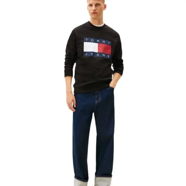 Tommy Hilfiger - Ανδρικό Φούτερ Big Flag Regular Fit DM0DM22643-BDS Μαύρο DM0DM22643-BDS