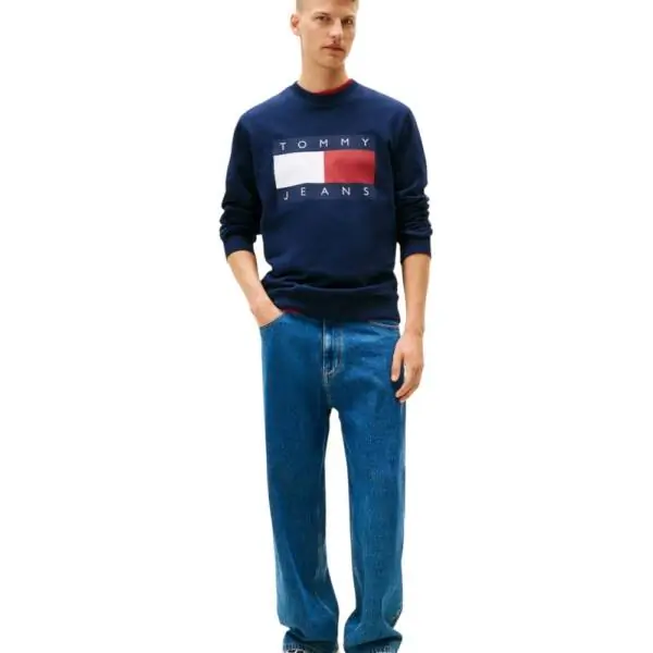 Tommy Hilfiger - Ανδρικό Φούτερ Big Flag Regular Fit DM0DM22643-C1G Μπλε Σκούρο DM0DM22643-C1G