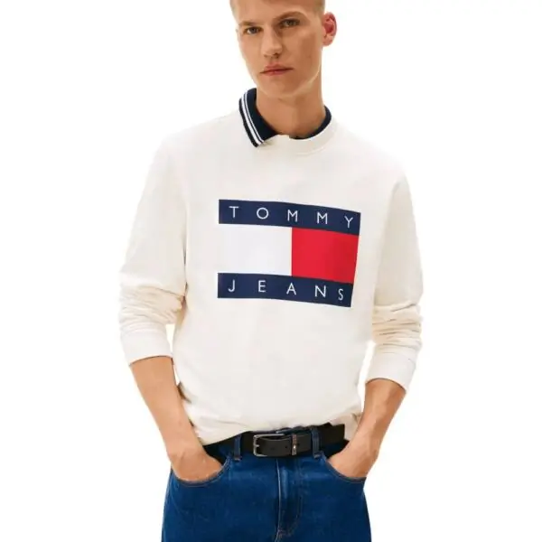 Tommy Hilfiger - Ανδρικό Φούτερ Big Flag Regular Fit DM0DM22643-YBH Λευκό
