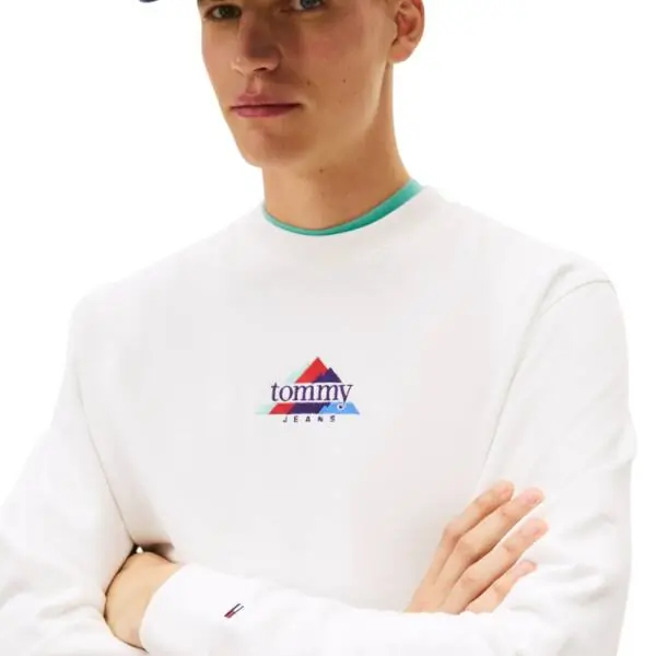 Tommy Hilfiger - Ανδρικό Φούτερ Tjm Entry Dna Play Regular Fit DM0DM22418-YBL Λευκό DM0DM22418-YBL