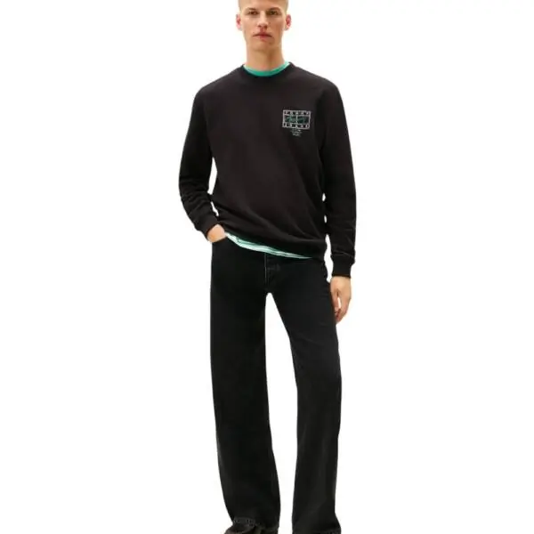 Tommy Hilfiger - Ανδρικό Φούτερ Tjm Entry Dna Play Regular Fit DM0DM22366-BDS Μαύρο DM0DM22366-BDS