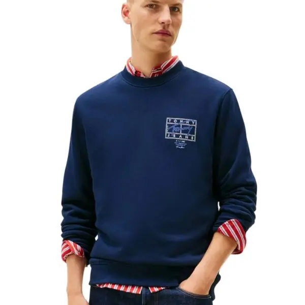 Tommy Hilfiger - Ανδρικό Φούτερ Tjm Entry Dna Play Regular Fit DM0DM22366-C1G Μπλε Σκούρο