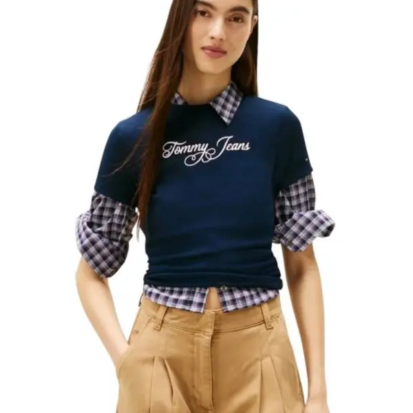 Tommy Hilfiger - Γυναικείο T-shirt Essential Slim Fit DW0DW21838-C1G Μπλε Σκούρο