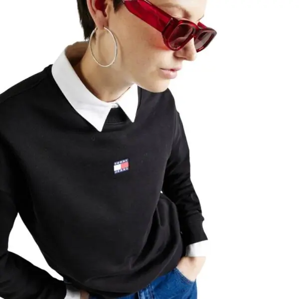 Tommy Hilfiger - Γυναικείο Φούτερ Badge Loose Fit DW0DW17325-BDS Μαύρο DW0DW17325-BDS