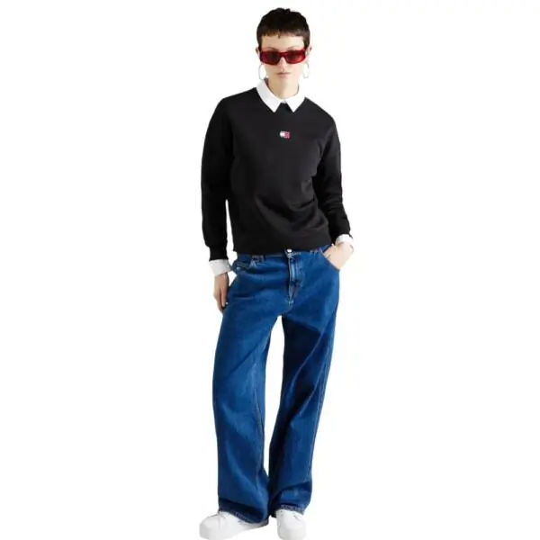 Tommy Hilfiger - Γυναικείο Φούτερ Badge Loose Fit DW0DW17325-BDS Μαύρο DW0DW17325-BDS