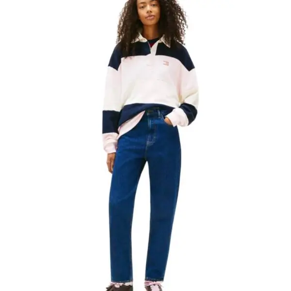 Tommy Hilfiger - Γυναικείο Ψηλόμεσο Παντελόνι Τζιν Uh Tpr Mom Fit DW0DW22446-1BK Μπλε DW0DW22446-1BK