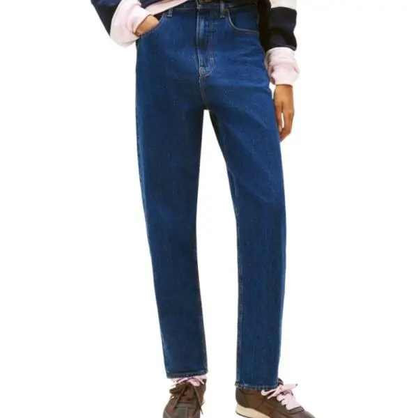 Tommy Hilfiger - Γυναικείο Ψηλόμεσο Παντελόνι Τζιν Uh Tpr Mom Fit DW0DW22446-1BK Μπλε