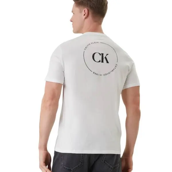 Calvin Klein - Ανδρικό T-shirt Linear Logo Regular Fit LV04RF801G-YAF Λευκό LV04RF801G-YAF