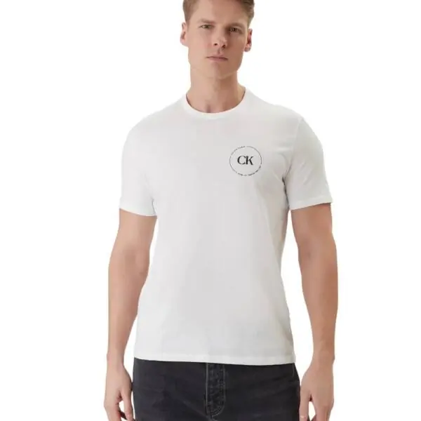 Calvin Klein - Ανδρικό T-shirt Linear Logo Regular Fit LV04RF801G-YAF Λευκό