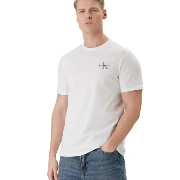 Calvin Klein - Ανδρικό T-shirt Micro Monologo Classic Regular Fit LV04RF278G-YAF Λευκό