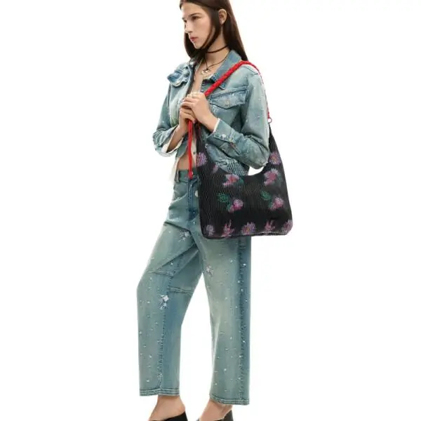 Desigual - Γυναικεία Τσάντα Ώμου Medium Oval Textured Bag / Xenon Samara 26SAXP57-2000 Μαύρο 26SAXP57-2000