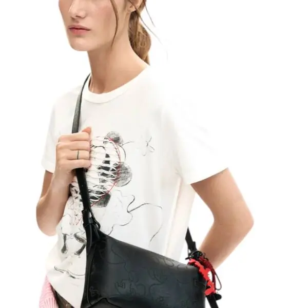 Desigual - Γυναικεία Τσάντα Ώμου Mickey Lines Huntington 26SAXP75-2000 Μαύρο 26SAXP75-2000