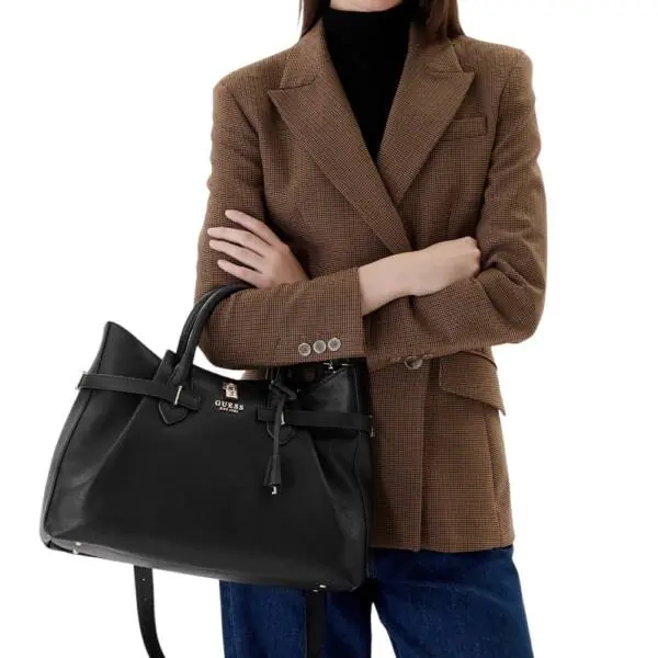 Guess - Γυναικεία Τσάντα Ώμου/Χειρός Yesba Saffiano HWBG7833070-BLA Μαύρο HWBG7833070-BLA