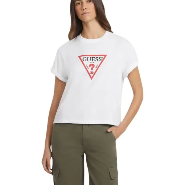 Guess - Γυναικείο Boxy Iconic T-shirt W4YI73K8HM0-G011 Λευκό
