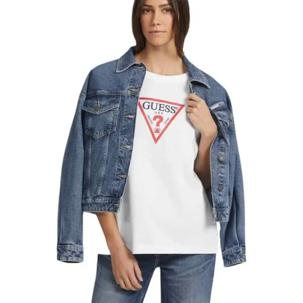 Guess - Γυναικείο Boxy Iconic T-shirt W4YI73K8HM0-G011 Λευκό W4YI73K8HM0-G011