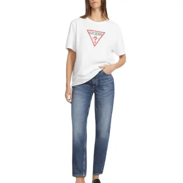 Guess - Γυναικείο Boxy Iconic T-shirt W4YI73K8HM0-G011 Λευκό W4YI73K8HM0-G011