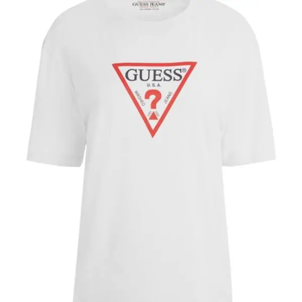 Guess - Γυναικείο Boxy Iconic T-shirt W4YI73K8HM0-G011 Λευκό W4YI73K8HM0-G011