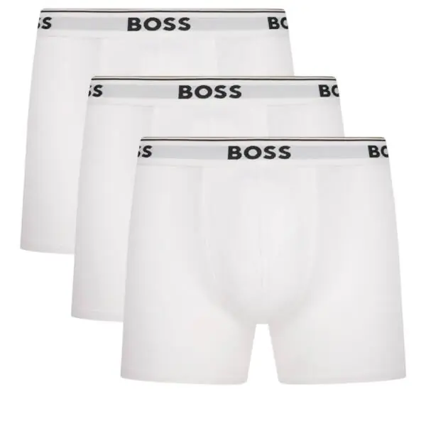 Hugo Boss - Ανδρικά Μποξεράκια Boxer Br 3p Power Long 50475282-100 Λευκό 50475282-100
