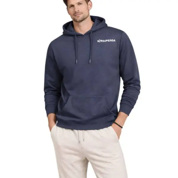 Superga - Ανδρικό Φούτερ Με Κουκούλα Navy French Terry S263400-600 Μπλε Ναυτικό