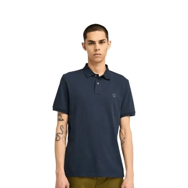 Timberland - Ανδρικό T-shirt Polo Short-Sleeve με Λογότυπο Oyster River TB0A2BRY-Z02 Μπλε Σκούρο