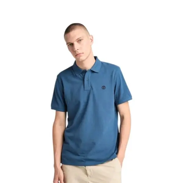 Timberland - Ανδρικό T-shirt Polo Short-Sleeve με Λογότυπο Oyster River TB0A2BRY-288 Μπλε Ραφ