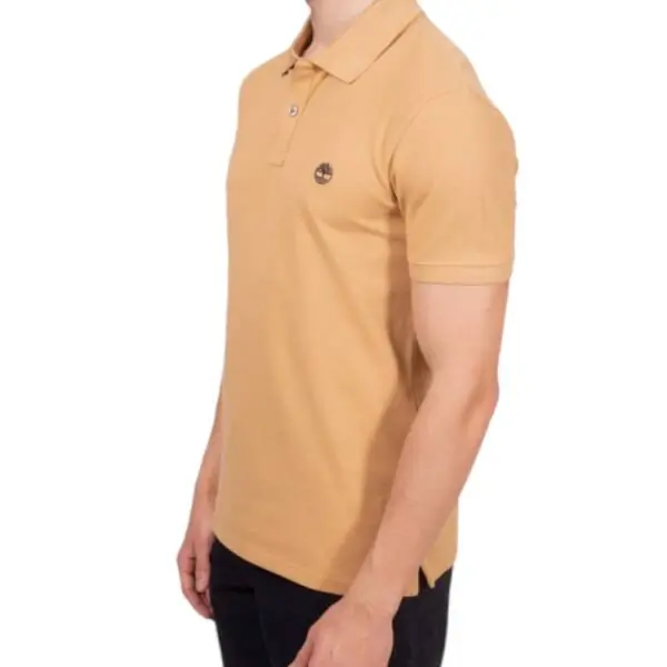 Timberland - Ανδρικό Κοντομάνικο T-shirt Polo Slim Fit Mε Λογότυπο Oyster River TB0A2BS1-EH3 Μπεζ/Κίτρινο TB0A2BS1EH3
