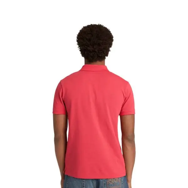 Timberland - Ανδρικό Κοντομάνικο T-shirt Polo Slim Fit Mε Λογότυπο Oyster River TB0A2BS1-N96 Κόκκινο TB0A2BS1N96
