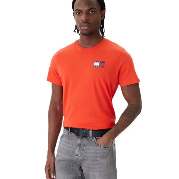 Tommy Hilfiger - Ανδρικό T-shirt Th Essential Flag Tee Regular Fit DM0DM20740-XM2 Πορτοκαλί