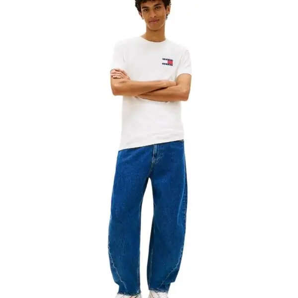 Tommy Hilfiger - Ανδρικό T-shirt Th Essential Flag Tee Regular Fit DM0DM20740-YBH Εκρού DM0DM20740-YBH